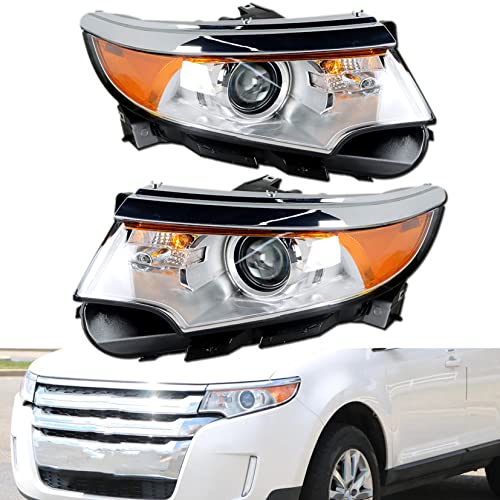 SEBLAFF FO2502291 FO2503291 Left & Right Side Headlamps Chrome Headlight Assembly Replacement for 2011-2014 Edge