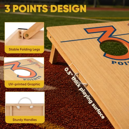 Image of Cornhole Board Set for Adults, Premium Wooden Bean Bag Toss Game with 8 All-Weather Bean Bags, Integrated Bean Bag Storage, Foldable Legs Outdoor Game