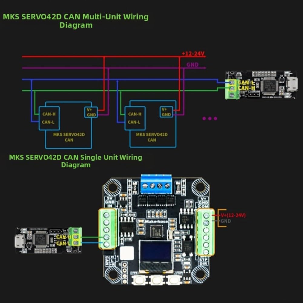 Per mks Servo42d Per Nema17 Closed-Loop Stepper Driver, Foc Control Con Rs485 Can, Silenzioso Bassa Vibrazione Per Stampanti 3D Cnc