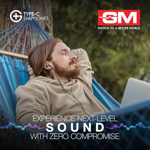 Image of GM G+ Type-C Wired Earphones with Mic | 14mm Drivers HD Bass Sound | Half-in-Ear Comfort Fit | Metallic Finish, Lightweight | One Touch Control | for Calls, Music & Gaming USB-C Devices