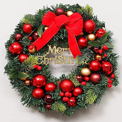 Couronne de Noël de 40,6 cm pour porte d'entrée et déco de fenêtre extérieure FLXHSA