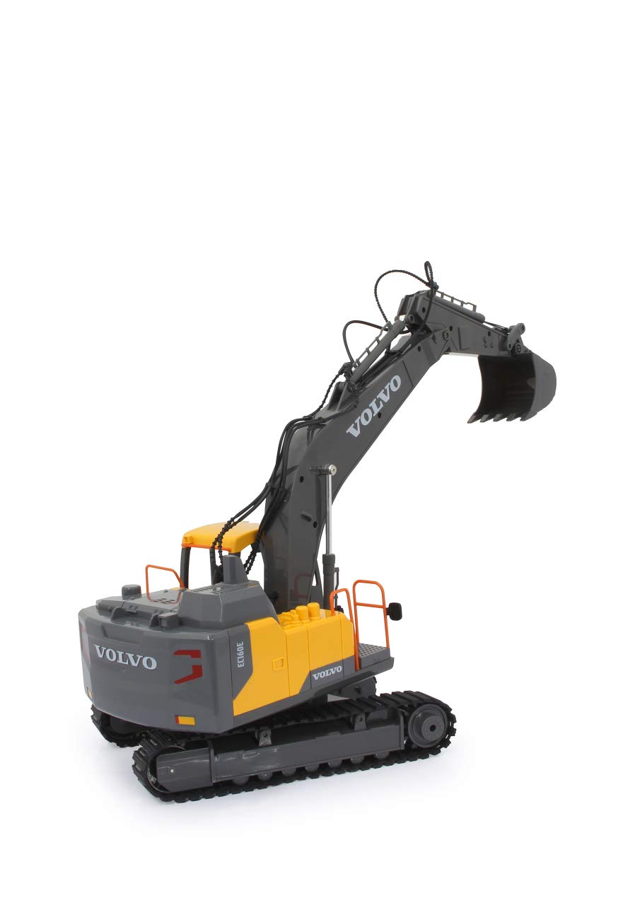 JAMARA 405055 - Excavadora Volvo EC160E 2,4 GHz - Funciones realistas, Cada articulación controlable Individualmente, Sonidos realistas, rotación de Torre de 660°, Modo de Espera automático, Amarillo