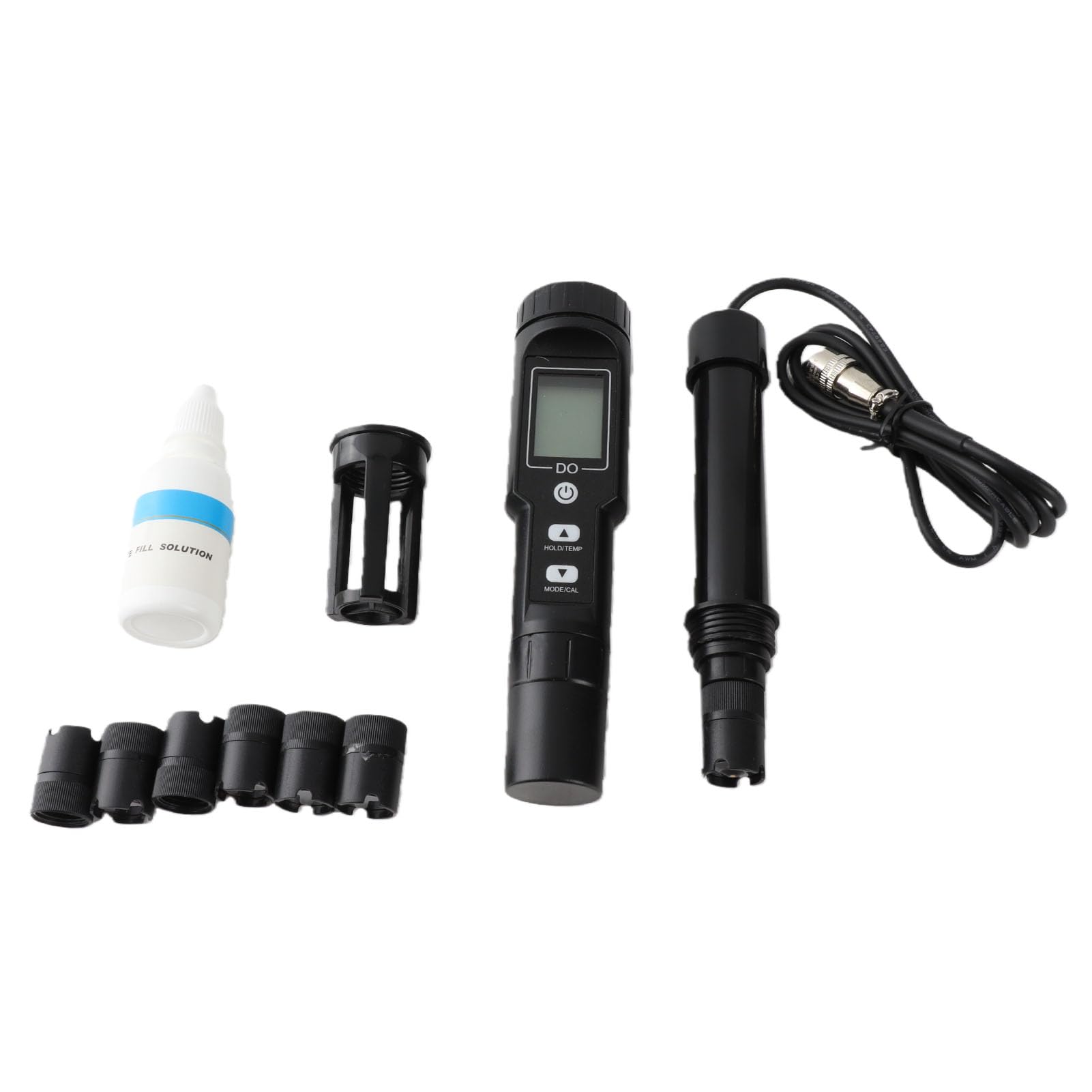 Generic Medidor de Oxígeno Disuelto con Sonda Desmontable y Probador de Calidad con Pantalla Digital para Acuarios, Estanques, Laboratorios y Acuicultura Compensación de Temperatura Apagado