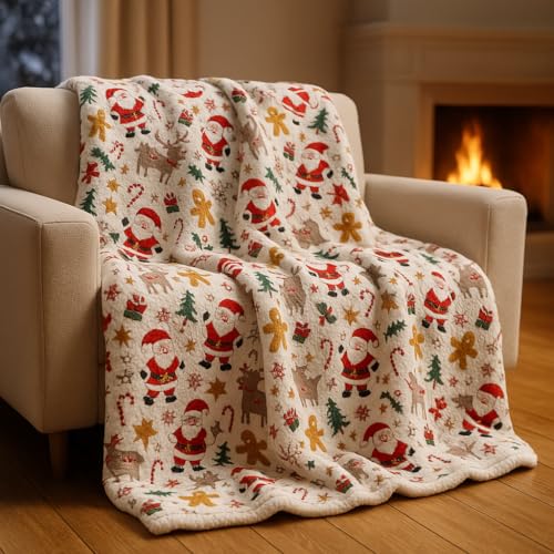 Tagesdecke Weihnachtsmotiv 22 Ruhhy Decke 150×200 cm – Leichte Kuscheldecke im Weihnachtsdesign,...