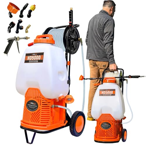 Image of PetraTools Battery Powered Sprayer w /Cart & Retractable 100 ft Hose Reel
