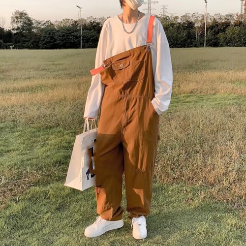 Men's Suspenders Work Pants Straight Leg Multi-Pocket Casual3