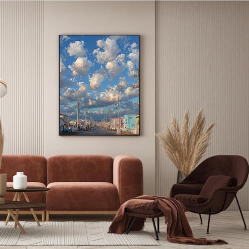 Malen Nach Zahlen Erwachsene Landschaft, Malen Nach Zahlen für Zimmer Deko, DIY Basteln Erwachsene Leinwand Kit, Cloud Paint by Numbers Kits Mit Pinseln und Acrylfarbe, Geschenke, 30x40cm T-1623