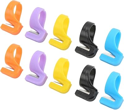Agatige 10pcs Thread Cutter Rings, Ring Cutter Split Knife Plastic Thimble Sewing Rings Yarn Cutters Finger Ring Stitch Cutting Tools for Sewing, Knitting, Crafting