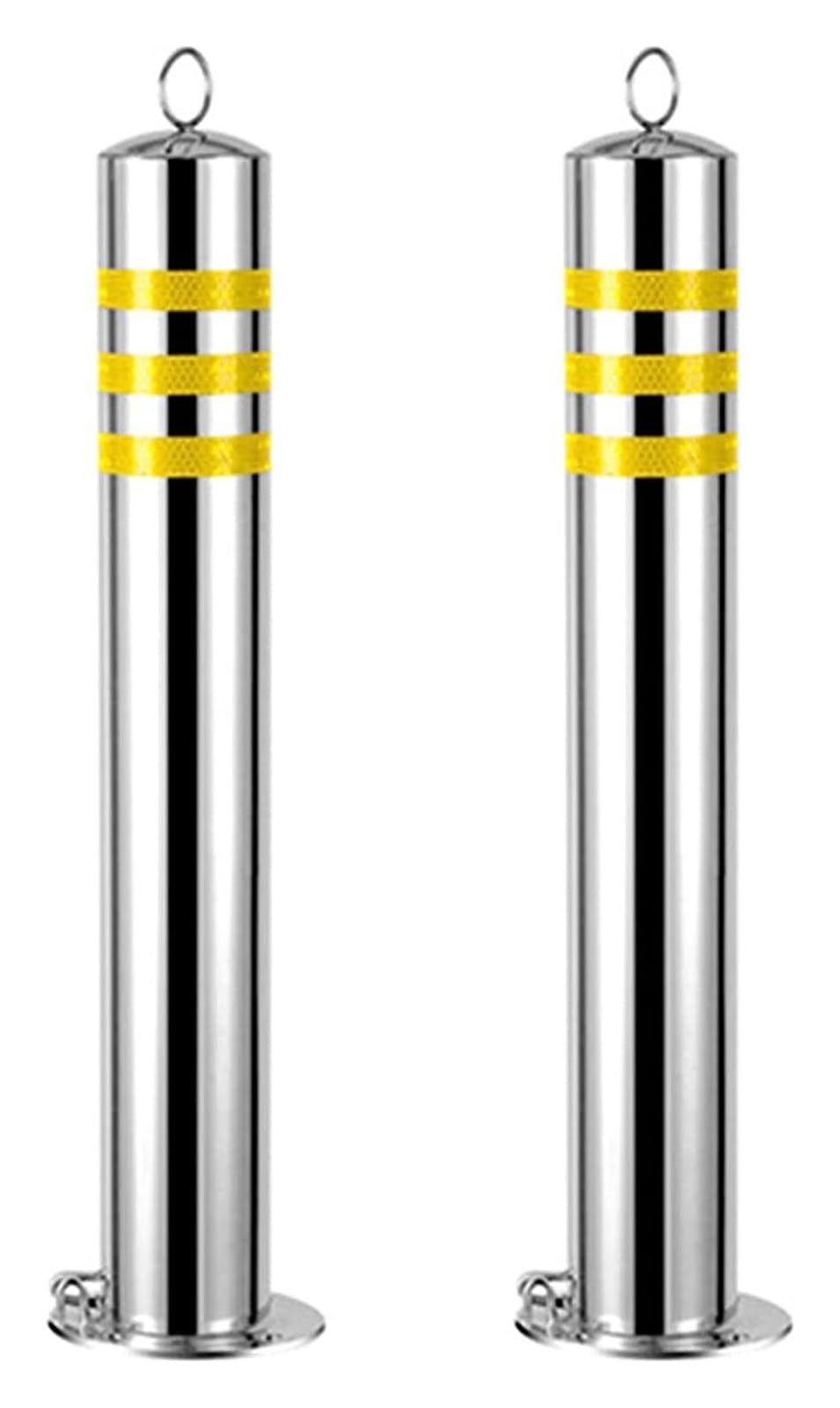 HCZKIUJY Parking Bollards for Driveway, Reflective Bollards for Driveway, 2PCS Stainless Steel Parking Bollards Removable (800 * 89mm/31.5 * 3.5in)