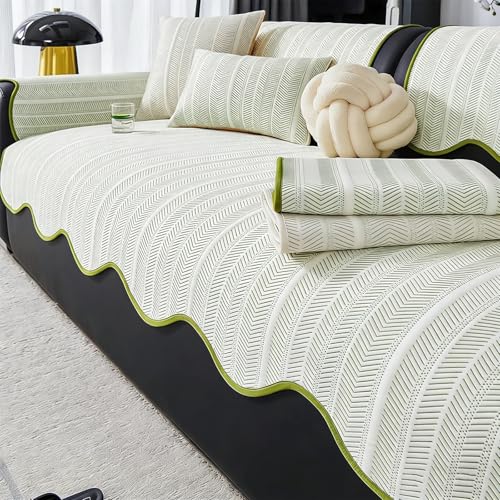 Housse de coussin canapé sectionnel vert lavable 90x260 cm