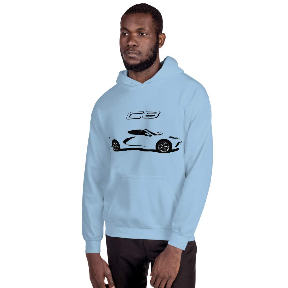 2020 sports car 'vette C8 Mid Engine American Supercar Graphic Hoodie Pullover Sweatshirt | Car Lover Pullover