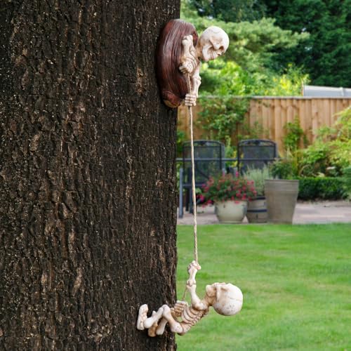 TB TIBAG Skeletons Climbing Tree Sculptures Gothic Garden Decors - Mini Skeletons Tree Huggers Outdoor Halloween Decorations Yard Art Garden Statues