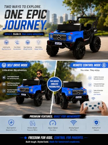 Image of Battery Operated Jeep for Kids 1,2,3,4,5,6 Years | Electric Car for Kids | Ride on with Music & Light Electric Car Jeep for Boys Girls | Birthday Gift