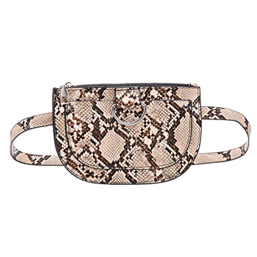 qingqingR Patrón de Piel de Serpiente para Mujer Bolso de Cuero de PU Bolsa de teléfono Cinturón Riñonera Riñonera de Viaje Monedero de cinturón