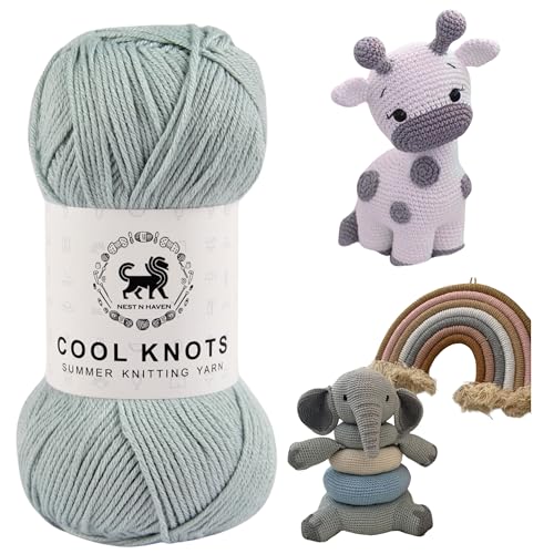 Image of NESTNHAVEN Polyester Blend Cool Knots, Hand Knitting Yarn - Luxury Yarn For Crochet, Amigurumi, Embroidery, Toys, Garments, Flowers And Hobby Projects (Light Grey, 100g)