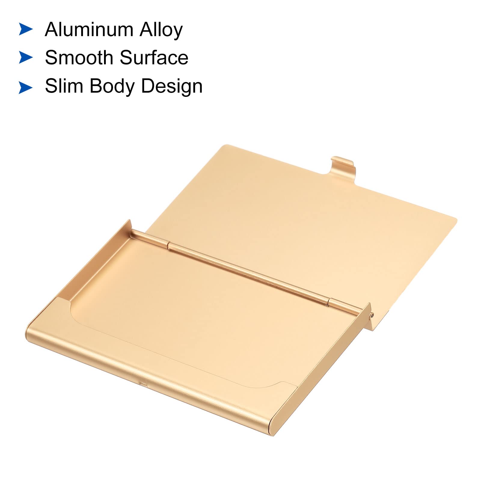 PATIKIL Business Card Holder, Aluminum Alloy Flip Cover Slim Name Cards Case for Women Men Champagne Gold - Image 4
