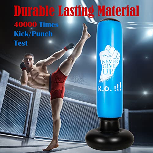 Freestanding Punching Bag With Stand - Heavy Boxing Bag For Adults - 63" Men Standing Stand Kickboxing Bag Inflatable For Training Mma Muay Thai Fitness #TOP3