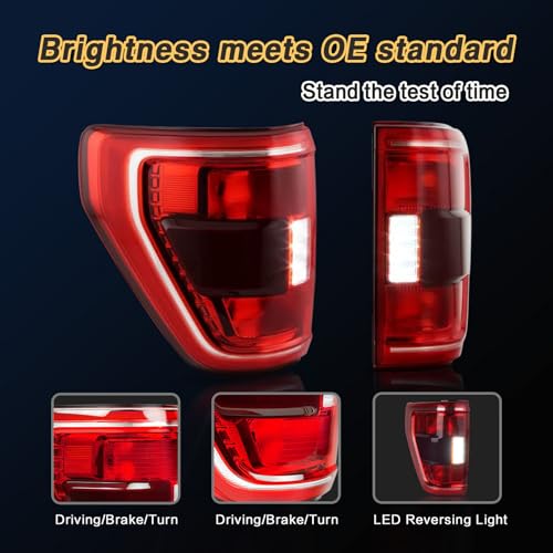STRAUTOS Tail Lights Compatible With 2021 2022 2023 Ford F150 XLT TREMOR Halogen W/Blind Spot, Left Driver Sidee Brake Rear Taillight Assembly,Replace ML3Z13405C by STRAUTOS - Image 5