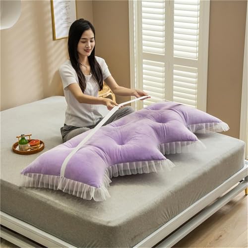 Image of Headboard Pillow PP Cotton Filler Large Bolster Pillows Backrest Support Sitting Up Reading Pillow in Bed Velvet Rest Upholstered Headboard Pads, (Purple, 76 inchx76 inch)