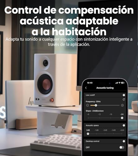 Miniatura 7 de Edifier Mr3 - Altavoces De Estudio Compactos 2.0, Hi-Res Audio, Bluetooth V5.4, Controles Físicos, Rca, Aux, Aplicación Móvil, 2x18w, Blanco