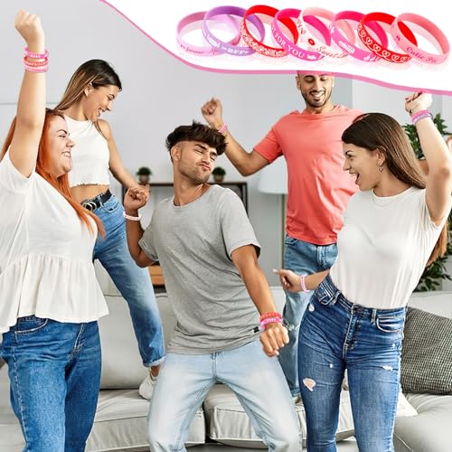 Image of JUNEBRUSHS 64Pcs Valentine's Day Party Favors Silicone Bracelets