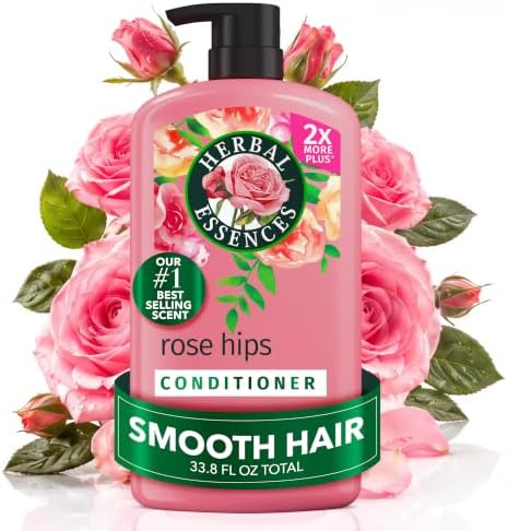 Herbal Essences Conditioner, Rose Hips- Smooth Collection, Shiny Hair with Vitamin E & Jojoba, Safe for Color Treated Hair, Floral Scent, Cruelty-Free, Dermatologist-Tested, 29.2 Fl Oz