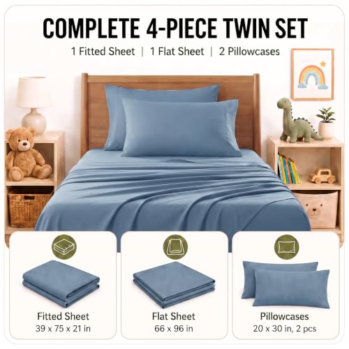 Image of CozyLux 4-Piece Twin Sheets Set, Fits 18-21 Inch Mattresses, Oeko-TEX