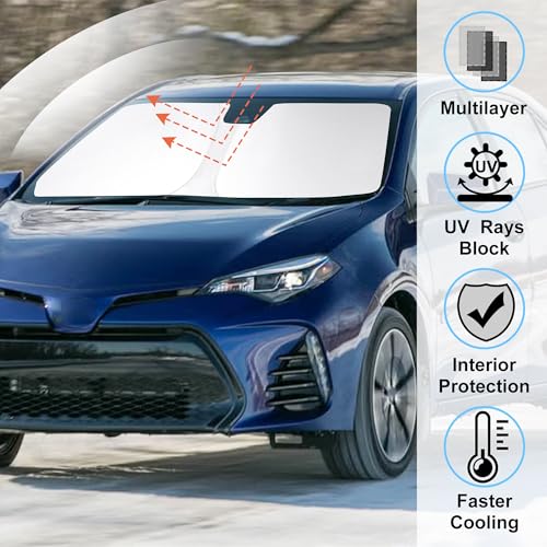Image of Windshield Sun Shade for 2014-2019 Toyota Corolla Accessories | Full covered, Foldable & Durable, Block UV Rays, Reduce Heat, Easy to install, Keep Car Cooler