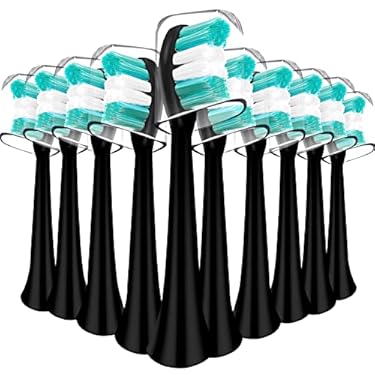 AMAZON - Replacement Toothbrush Heads Compatible with AquaSonic Black Series Vibe Series Electric Toothbrush, Curved Shape Design Planted with Nylon Bristle (Black)
