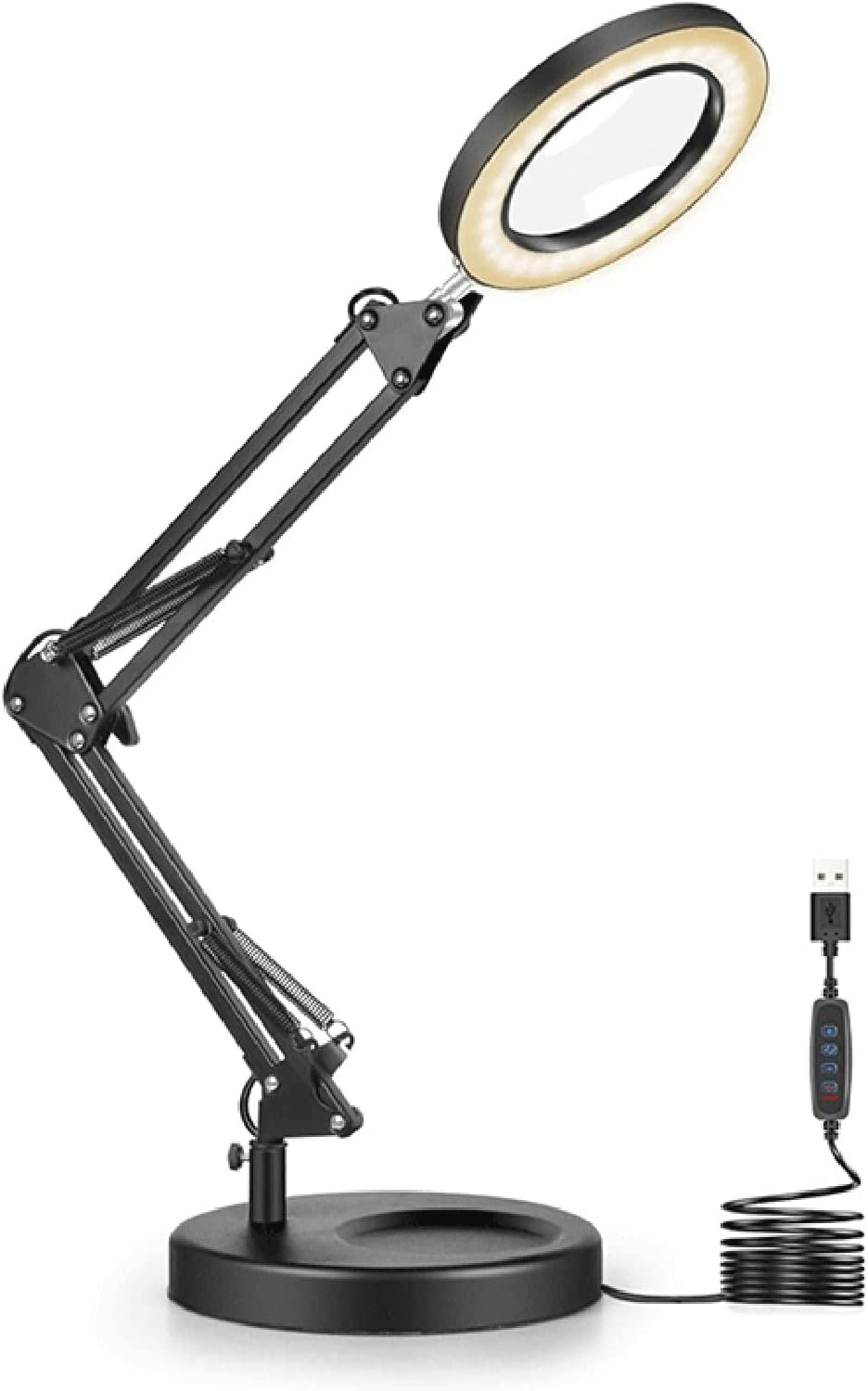 asdchZen Magnifying Glass,2-In-1 Led Magnifying Lamp,With Light And Stand,2.25X With 3-Color Mode Heavy Base,For Reading Hobbies Crafts Workbench