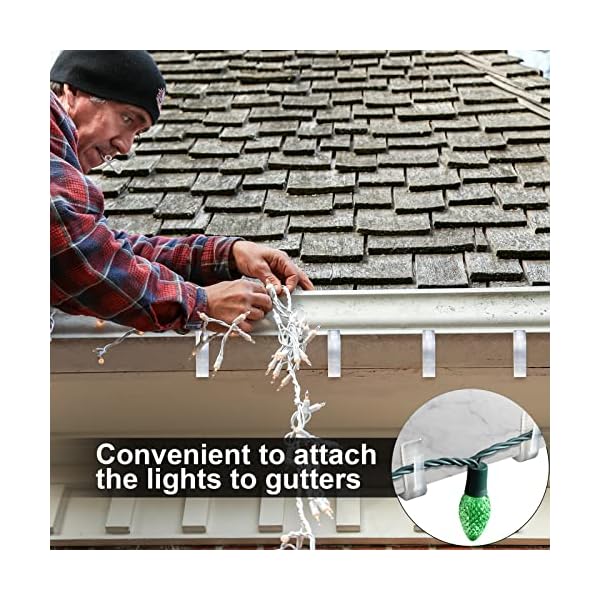 Marsui 150 pieces christmas light hanger hooks 1 5/8 inch fascia boards clips weatherproof plastic outdoor holiday light clip for christmas party decoration roof gutter fence eave - image 6