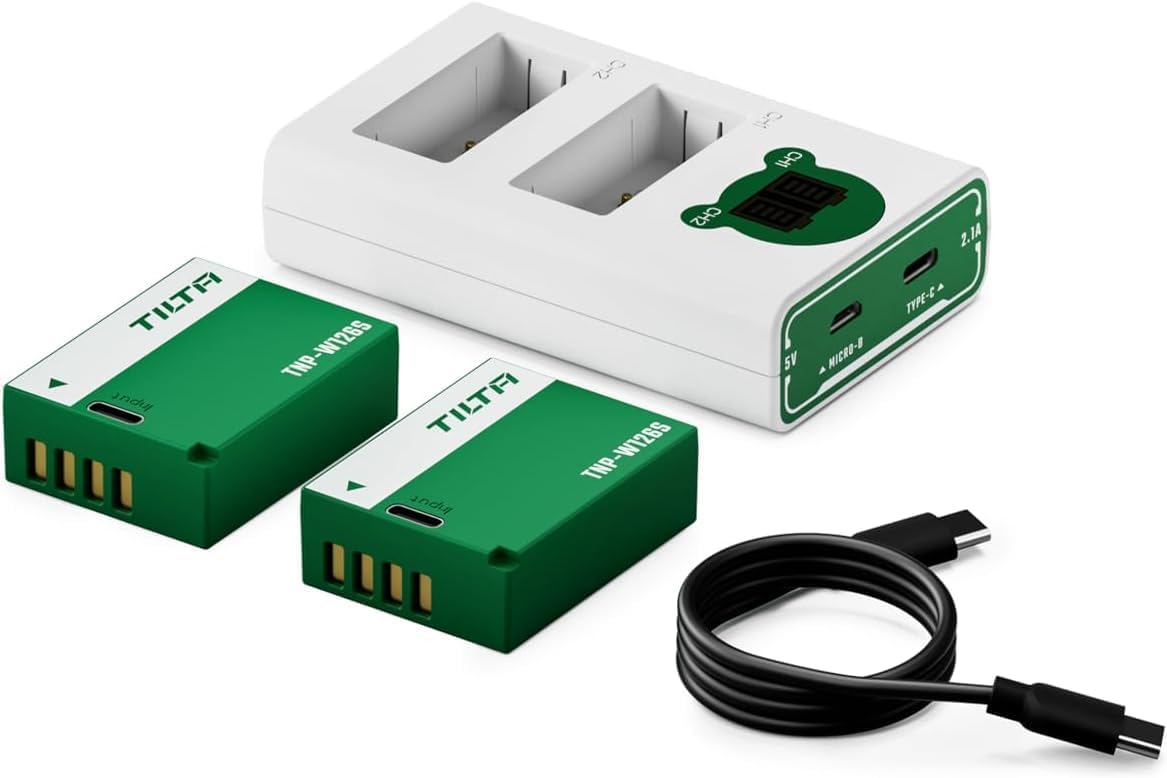 Tilta NP-W126S Charging Station Battery Kit | Dual Charger + 2 Batteries | USB-C PD Fast Charging | Forest Green