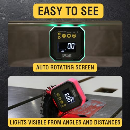 image for Franklin Sensors Light Cube, Digital Angle Gauge and Level, Turns Gree