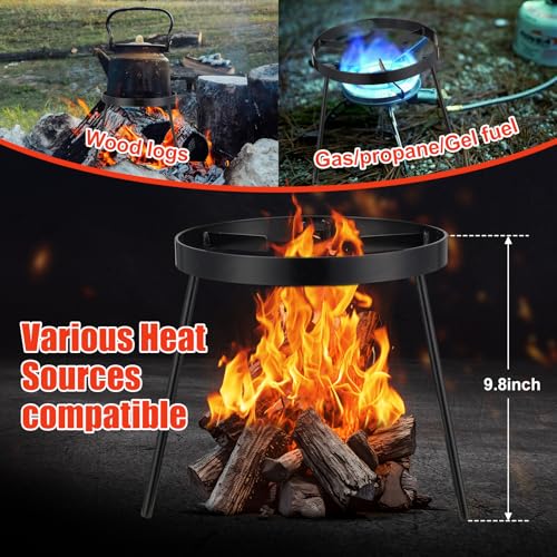 Lagerfeuerstativ zum Kochen – Lagerfeuer Kochausrüstung, Outdoor-Feuerstelle, tragbares Gusseisen, offenes Camping-Stativ, Kochgeschirr für Dutch Oven, Grill, Hütte, Feuerstelle