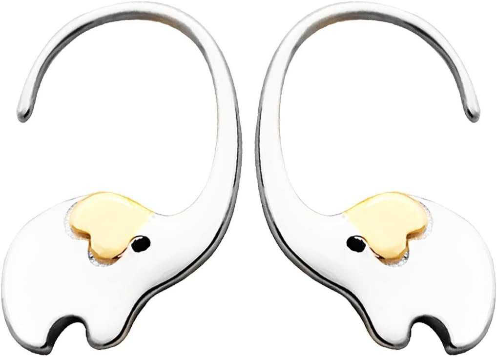 Jewboo 925 Sterling Silver Jewelry Elephant Pierced Earrings Women Jewelry