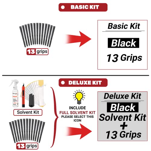Saplize 13 Golf Grips With Solvent Kit, Midsize, Multi-Compound Hybrid Golf Club Grips, Black Color #TOP2