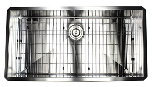 Kingsman Arl-F3619 36 Inch Zero Radius Design 16 Gauge Undermount Single Bowl Stainless Steel Kitchen Sink Premium Package #TOP4
