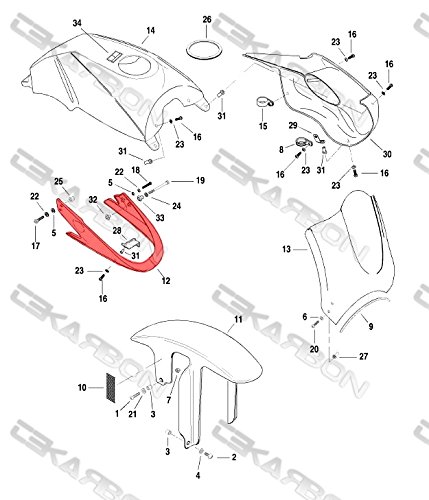 Tekarbon, Carbon Fiber Belly Pan, For Buell X1 (1998-2002), 1X1 Plain Weave #TOP4
