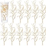 50 Pieces Artificial Flowers for Floating Candles Centerpiece Long Flower Filler for Floating Candles 7.9 Inch Flower Filler Vase Fillers Filling in Floating Candles for Wedding Party Home (Gold)