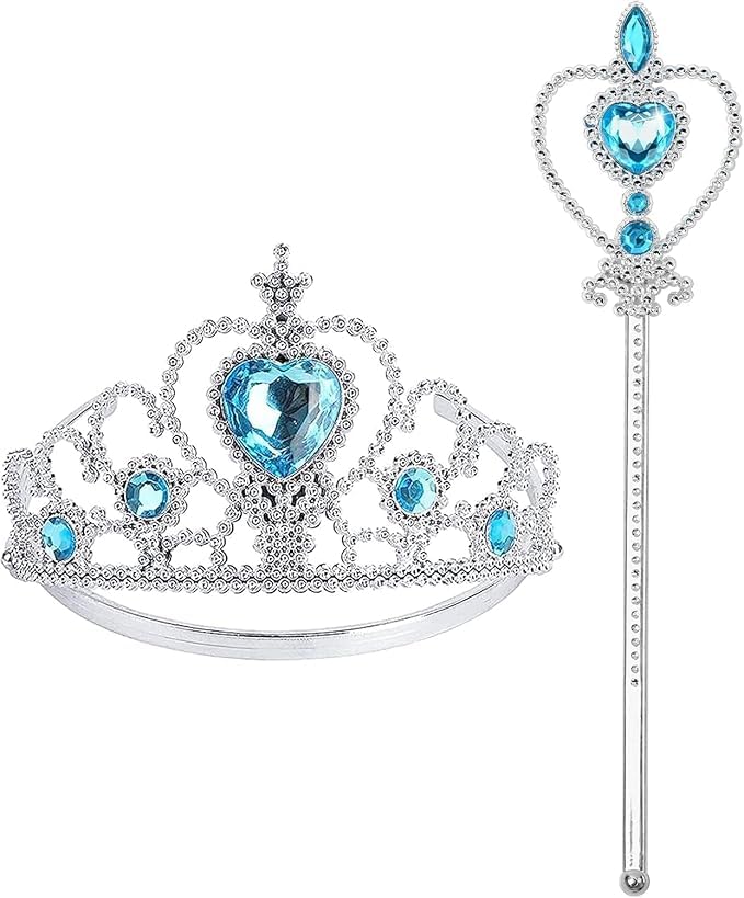 Partymane Princess Dress Up Accessories Princess Crown Tiara wig for kids Princess Tiara Wand Jewelry Gifts for 3-6 Girl 2