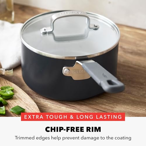 GreenPan x Bobby Flay 2.5QT Nonstick Saucepan with Glass Lid, PFAS-Free Diamond Ceramic, Induction Suitable, Stay-Cool Silicone Handle, Easy Clean Dishwasher & Oven Safe, Chef Pan, Graphite by GreenPan - Image 6
