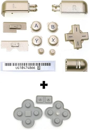 for NDSL Replacement ABXY L R Full Buttons Set with D-pad Key for Nintendo DS Lite NDSL Game Console with Conductive Rubber Button Pad Gold