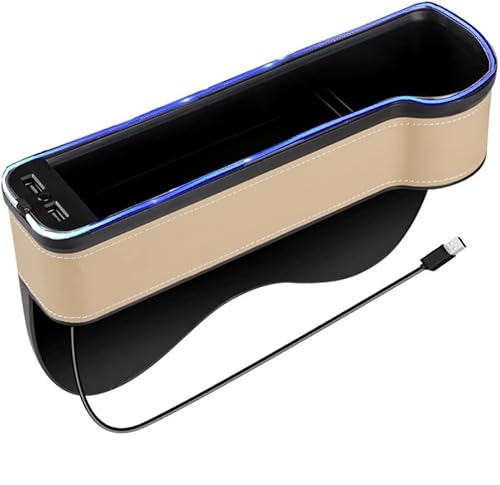Tumecos Organizador de espacio para asiento de automóvil con luz multifuncional, con portavasos pequeño, caja de almacenamiento, organizador de