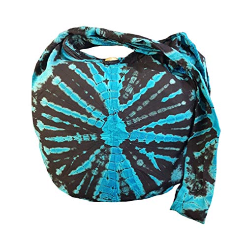 BTP! Tie Dye Sling Crossbody Shoulder Bag Purse Hippie Hobo Cotton Bohemian Colorful Firework (Turquoise VJ6)