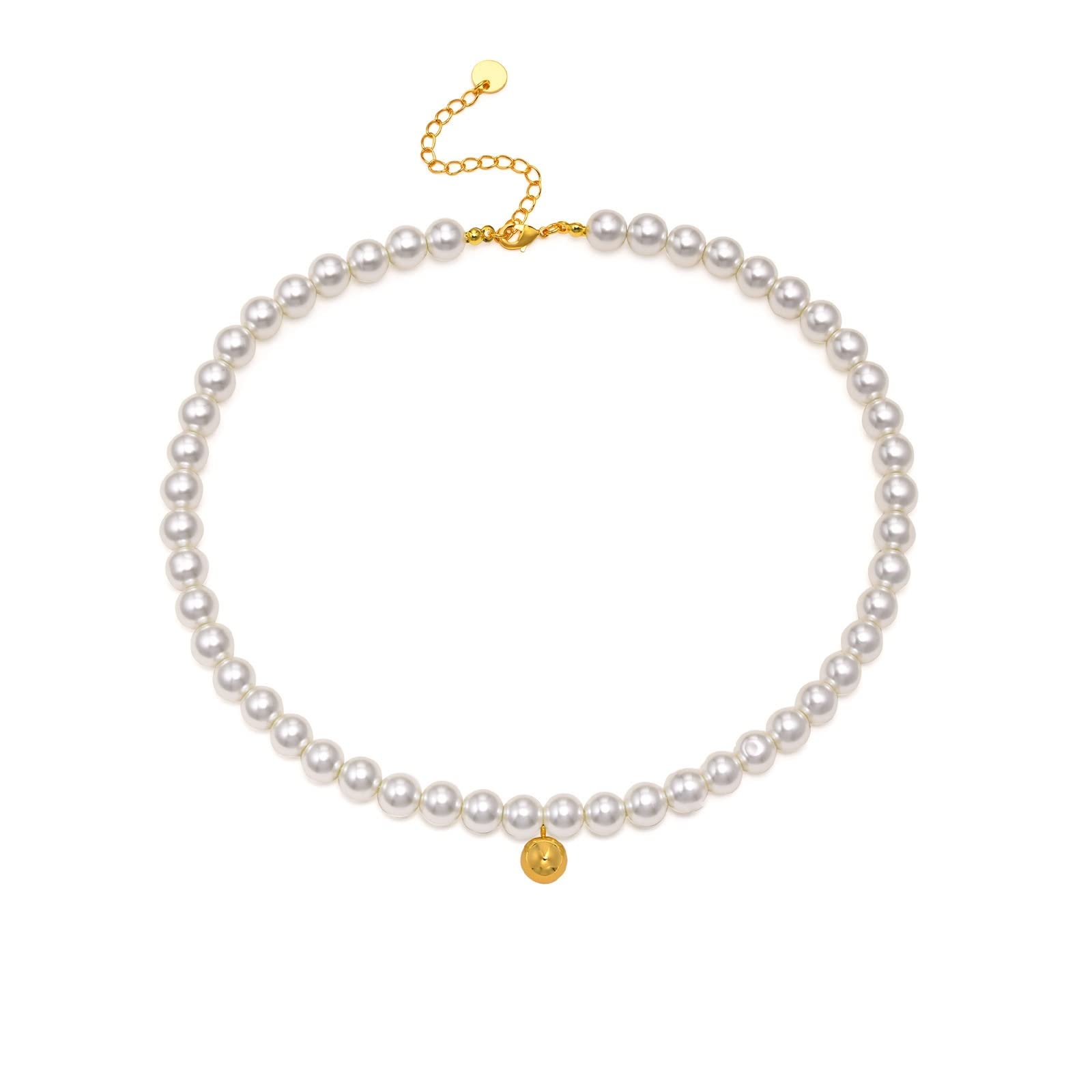 Naszyjniki z kołnierzykiem, perła 6/8 MM pozłacany naszyjnik choker dla kobiet łańcuszek 18 cali