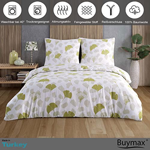 Buymax Bettwäsche 200x200 cm – Bettwäsche Set 3-teilig 200 x 200 cm, Renforcé 100% Baumwolle, Bettbezug mit 2 Kissenbezügen 80x80 cm… – Ansicht 2