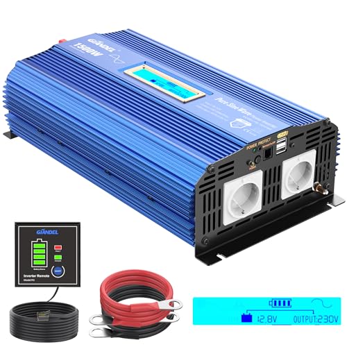 Inversor sinusoidal Puro 1500W 12V a 230V Power Inverter con...