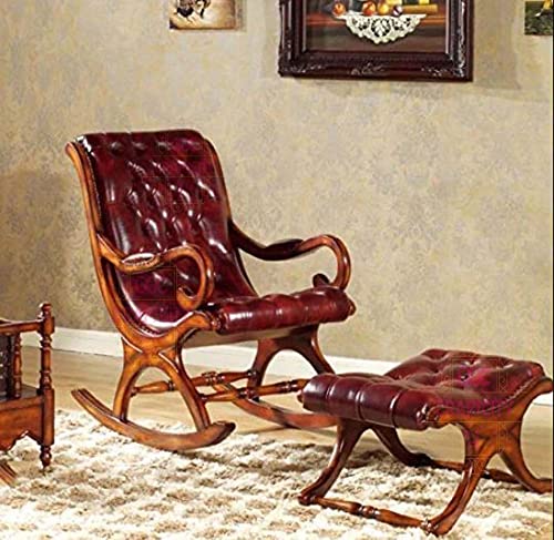 Image of CRAFTCITY Sheesham Wood Elegant Rocking Chair with Pillow and Matching Foot Stool /Living Room Chair /Rose Wood Rocking Chair /Single Seater Sofa with Footrest,Pre-Assembled (Brown 2)