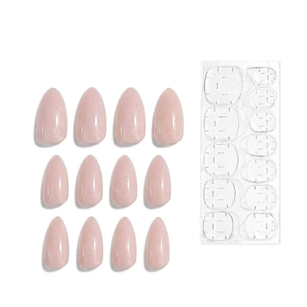 Glossy Pink Press On Nails for Women | Elegant Short Oval Fake Nails | Reusable Acrylic Nail Tips with Adhesive Tabs for Daily Wear 12 pic (1, Baby Pink)-image-41