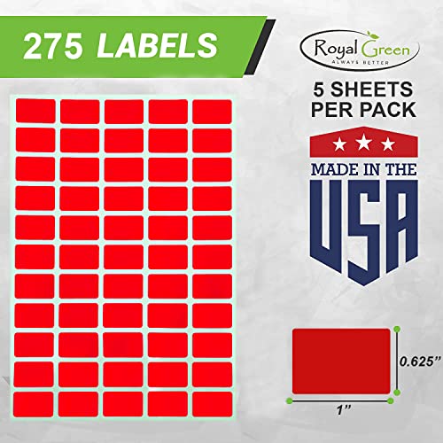 Royal Green Removable Stickers - No Residue - Price Tag Stickers Removable - Color Coding Stickers - File Folder Removable Labels - Rectangle Labels Black - 1 Inch X 5/8 (25.5 Mm X 16 Mm) - 275 Pack #TOP2